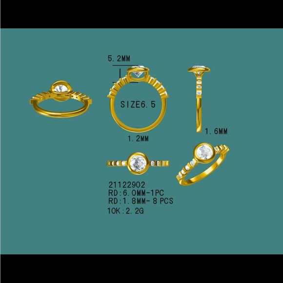 Beautiful .80 carat moissanite 10k yellow gold Size 6.5 - Picture 3 of 4